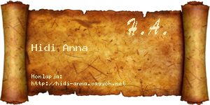 Hidi Anna névjegykártya